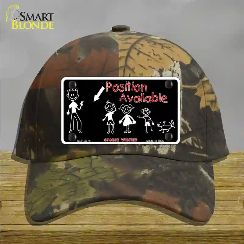 Position Available Novelty License Plate Hat Cotton / Camoflauge