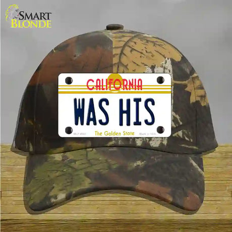 Was His California Novelty License Plate Hat Cotton / Camoflauge