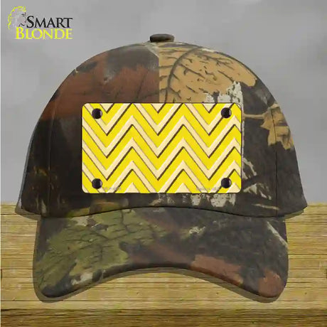 Yellow Light Yellow Large Chevron Novelty License Plate Hat Cotton / Camoflauge