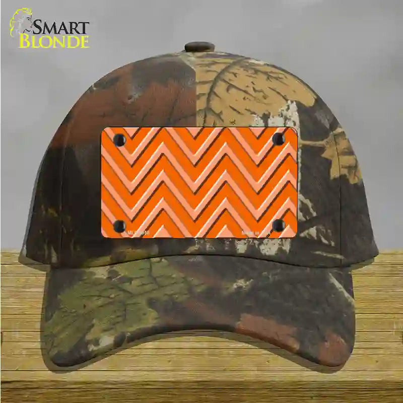 Orange Light Orange Large Chevron Novelty License Plate Hat Cotton / Camoflauge