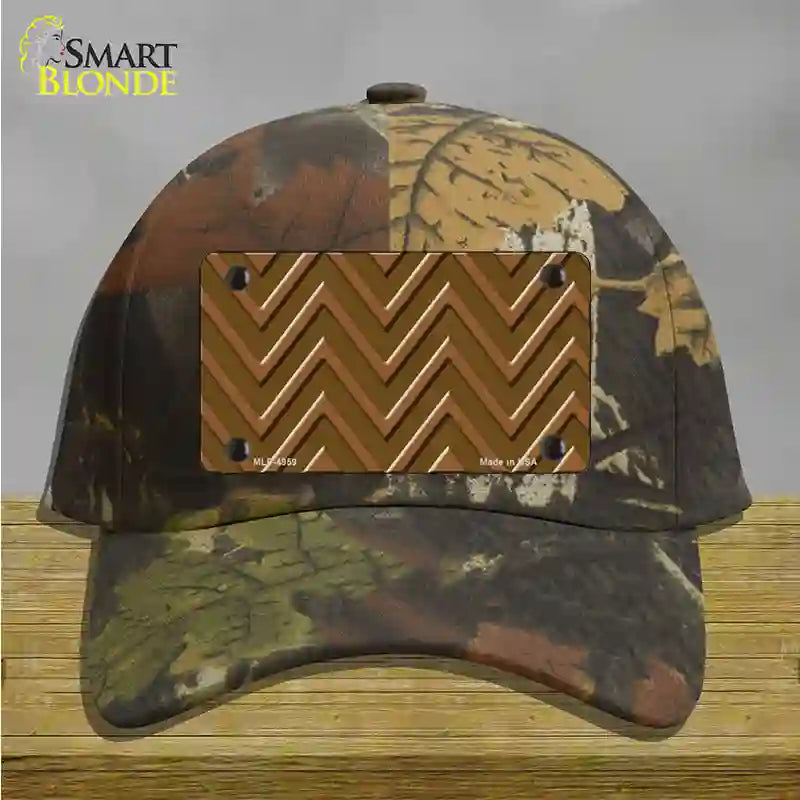 Brown Light Brown Large Chevron Novelty License Plate Hat Cotton / Camoflauge