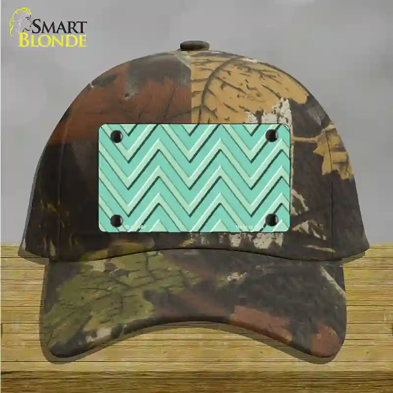 Mint Light Mint Large Chevron Novelty License Plate Hat Cotton / Camoflauge