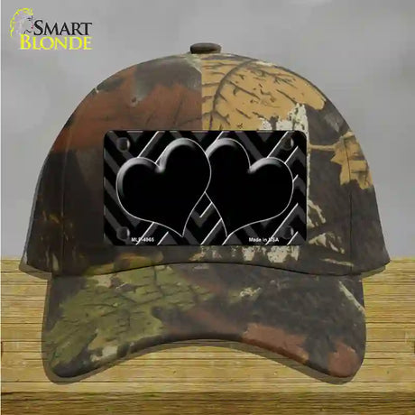 Black Light Black Chevon Heart Center Novelty License Plate Hat Cotton / Camoflauge