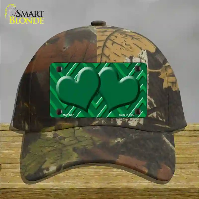 Green Light Green Heart Large Chevron Novelty License Plate Hat Cotton / Camoflauge