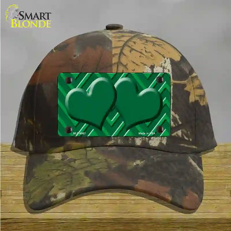 Green Light Green Heart Large Chevron Novelty License Plate Hat Cotton / Camoflauge