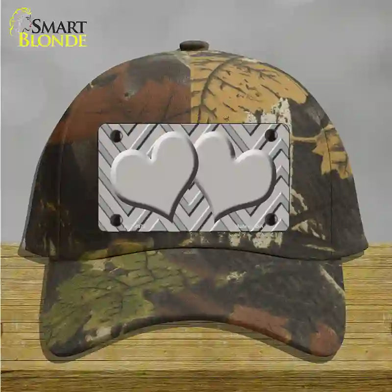 Grey Light Grey Heart Large Chevron Novelty License Plate Hat Cotton / Camoflauge