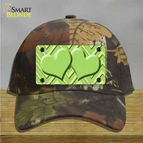 Lime Green Lighter Lime Green Heart Large Chevron Novelty License Plate Hat Cotton / Camoflauge