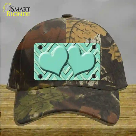 Mint Light Mint Heart Large Chevron Novelty License Plate Hat Cotton / Camoflauge