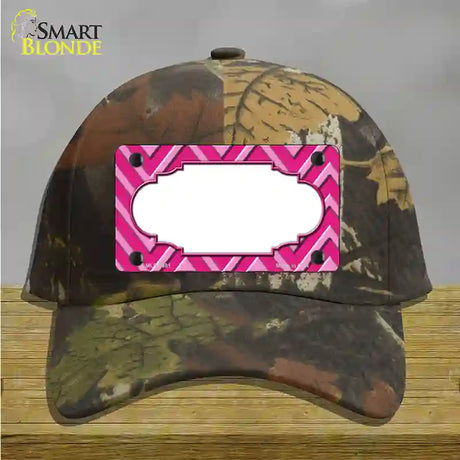 Pink Light Pink Scallop Large Chevron Novelty License Plate Hat Cotton / Camoflauge