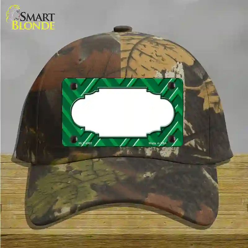 Green Light Green Scallop Large Chevron Novelty License Plate Hat Cotton / Camoflauge