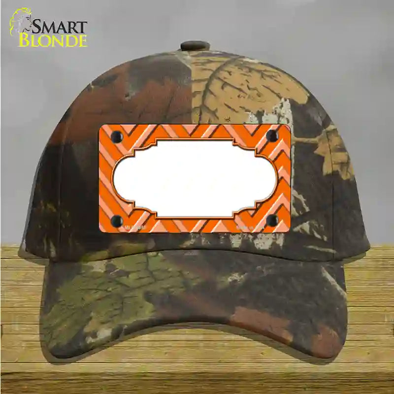 Orange Light Orange Scallop Large Chevron Novelty License Plate Hat Cotton / Camoflauge