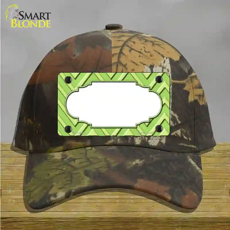 Lime Green Lighter Lime Green Scallop Large Chevron Novelty License Plate Hat Cotton / Camoflauge