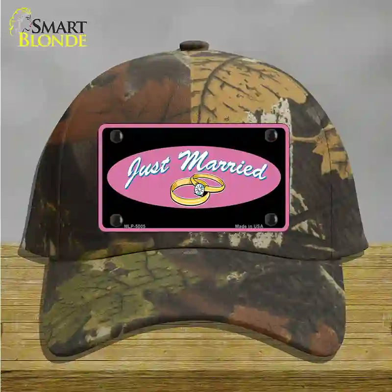 Just Married Novelty License Plate Hat Cotton / Camoflauge