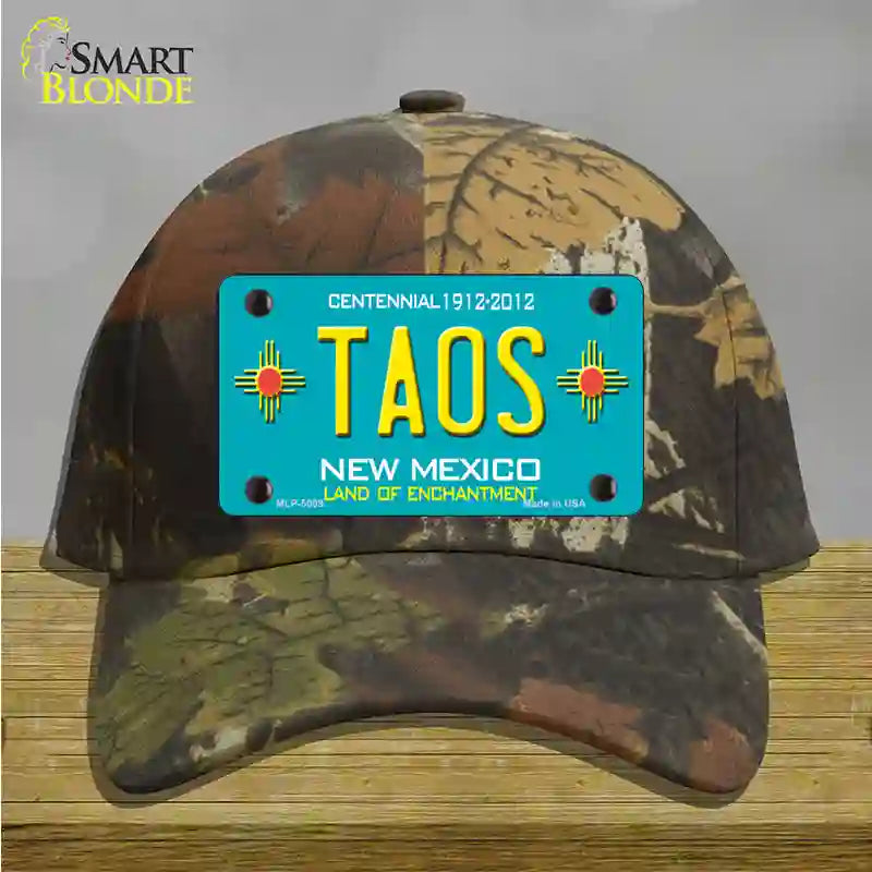 Taos Teal New Mexico Novelty License Plate Hat Cotton / Camoflauge