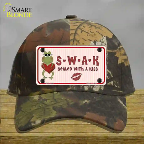 S.W.A.K. Valentine Frog Novelty License Plate Hat Cotton / Camoflauge