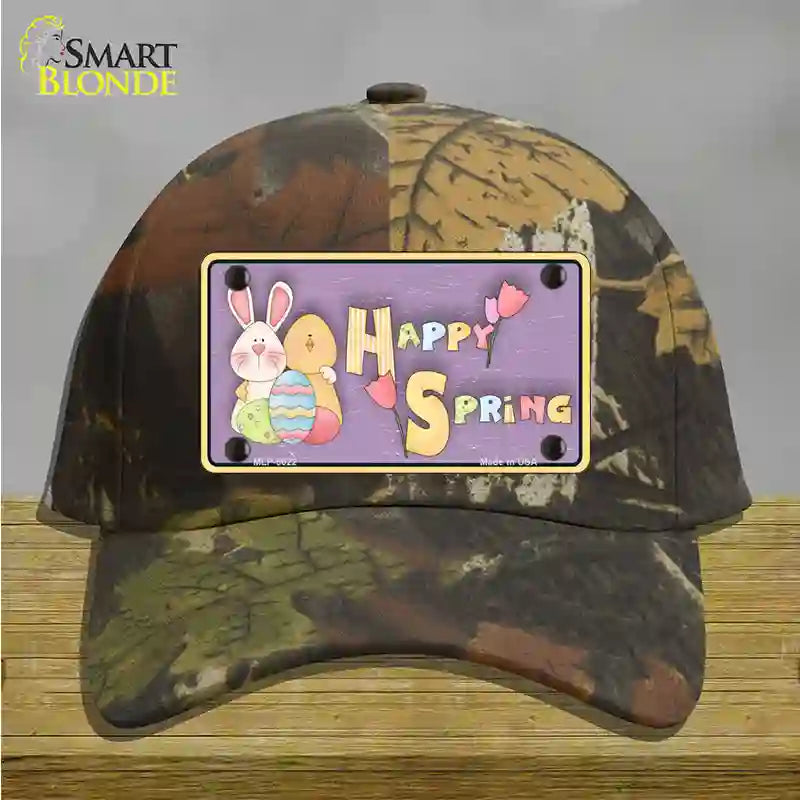 Happy Spring Yellow Novelty License Plate Hat Cotton / Camoflauge