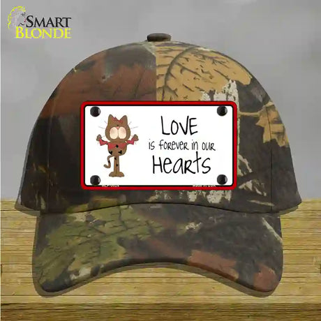 Love In Our Hearts Cat Novelty License Plate Hat Cotton / Camoflauge