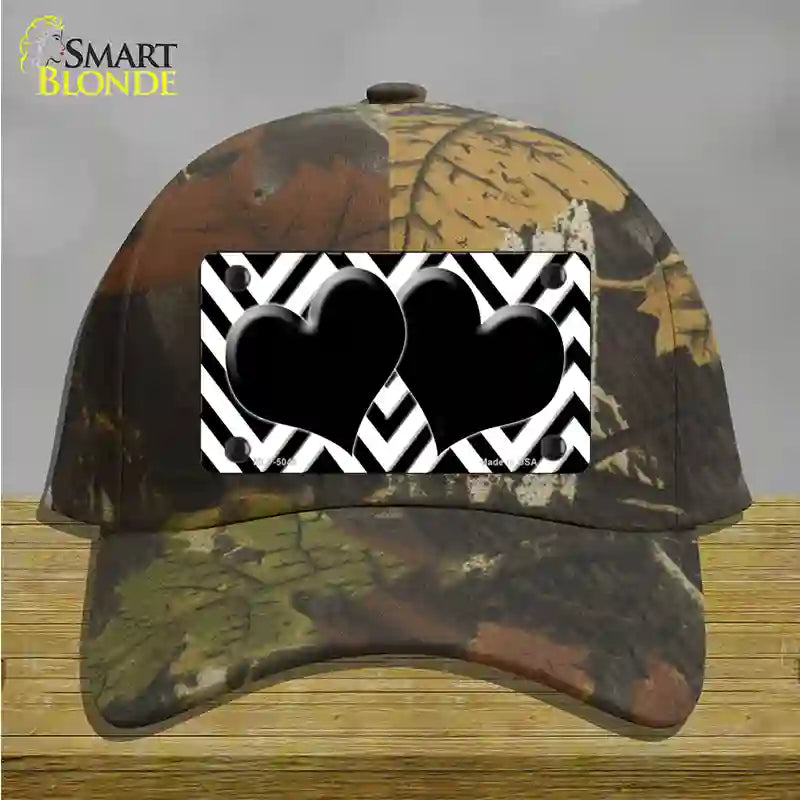 White Black Chevon Hearts Novelty License Plate Hat Cotton / Camoflauge