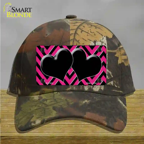 Pink Black Chevon Hearts Novelty License Plate Hat Cotton / Camoflauge