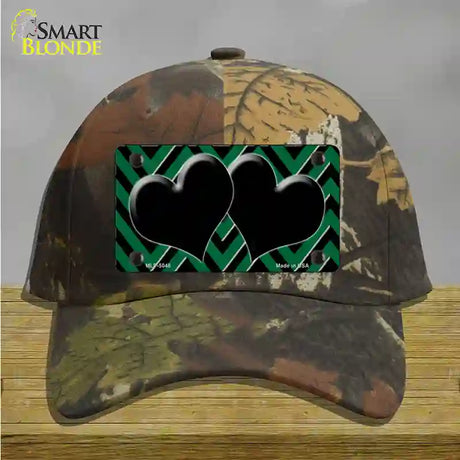 Green Black Chevon Hearts Novelty License Plate Hat Cotton / Camoflauge