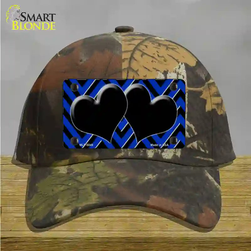 Blue Black Chevon Hearts Novelty License Plate Hat Cotton / Camoflauge