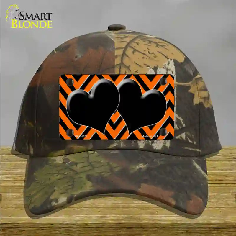 Orange Black Chevon Hearts Novelty License Plate Hat Cotton / Camoflauge