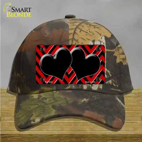 Red Black Chevon Hearts Novelty License Plate Hat Cotton / Camoflauge