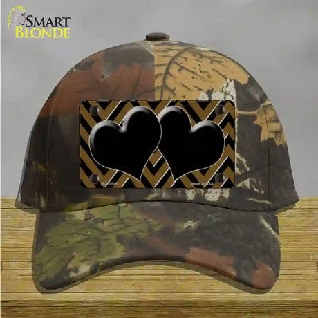 Brown Black Chevon Hearts Novelty License Plate Hat Cotton / Camoflauge