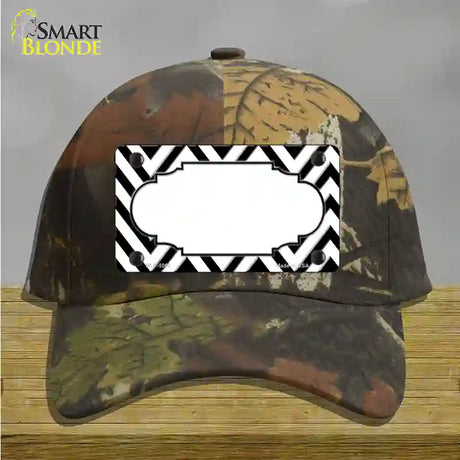 White Black Chevron Scallop Novelty License Plate Hat Cotton / Camoflauge