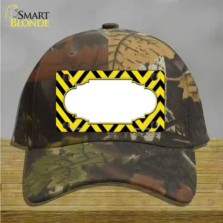 Yellow Black Chevron Scallop Novelty License Plate Hat Cotton / Camoflauge