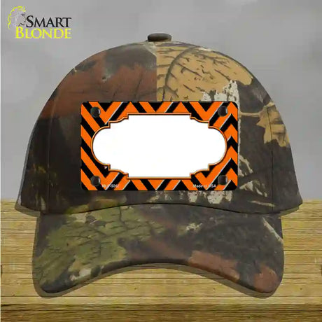 Orange Black Chevron Scallop Novelty License Plate Hat Cotton / Camoflauge