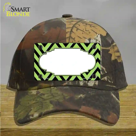 Lime Green Black Chevron Scallop Novelty License Plate Hat Cotton / Camoflauge