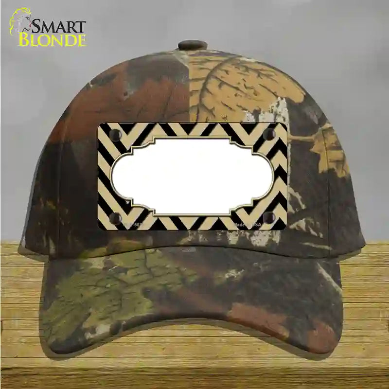 Gold Black Chevron Scallop Novelty License Plate Hat Cotton / Camoflauge