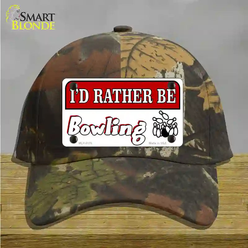 Rather Be Bowling Novelty License Plate Hat Cotton / Camoflauge