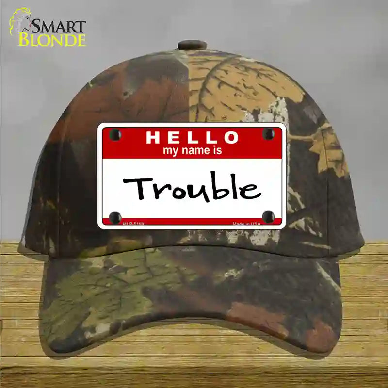 Trouble Novelty License Plate Hat Cotton / Camoflauge