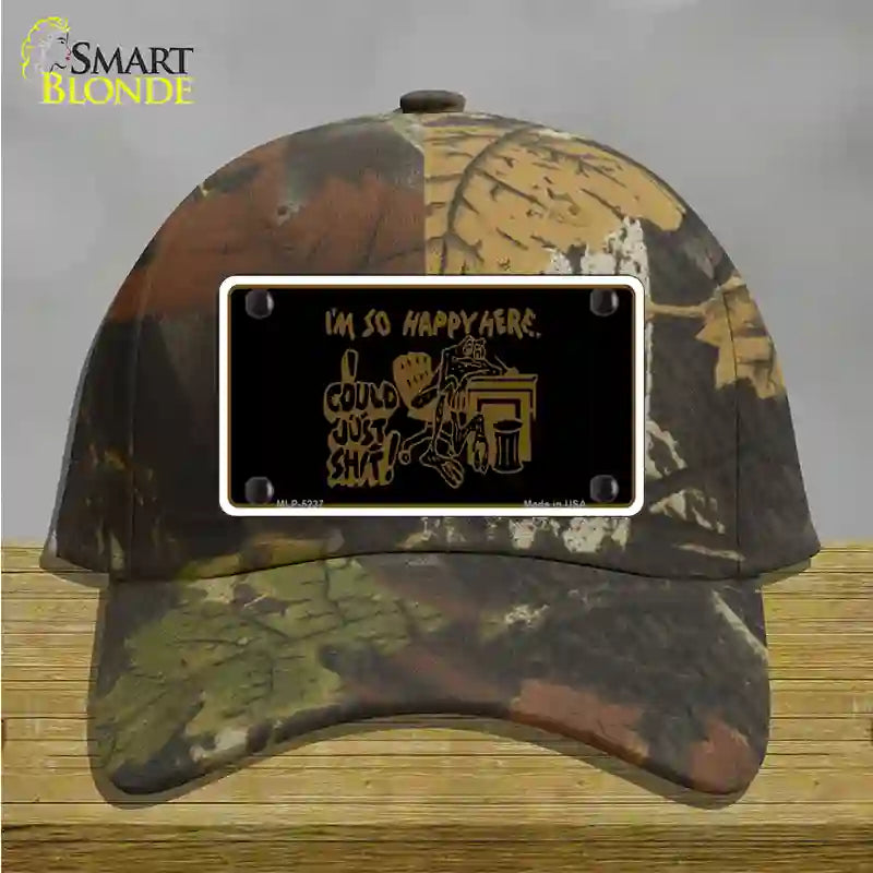 Im So Happy Here Novelty License Plate Hat Cotton / Camoflauge