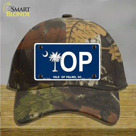 IOP Isle of Palms Blue Novelty License Plate Hat Cotton / Camoflauge