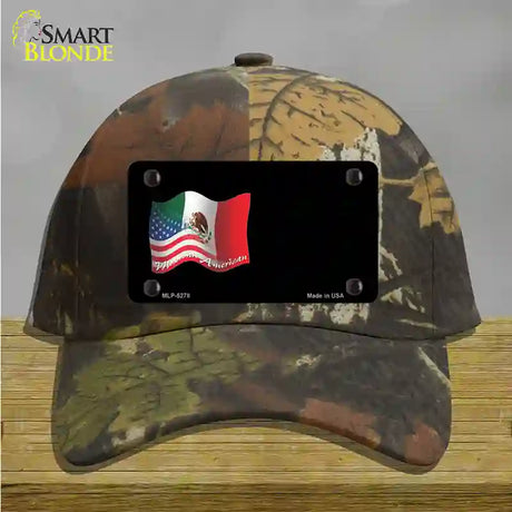 Mexican American Flag Offset Novelty License Plate Hat Cotton / Camoflauge