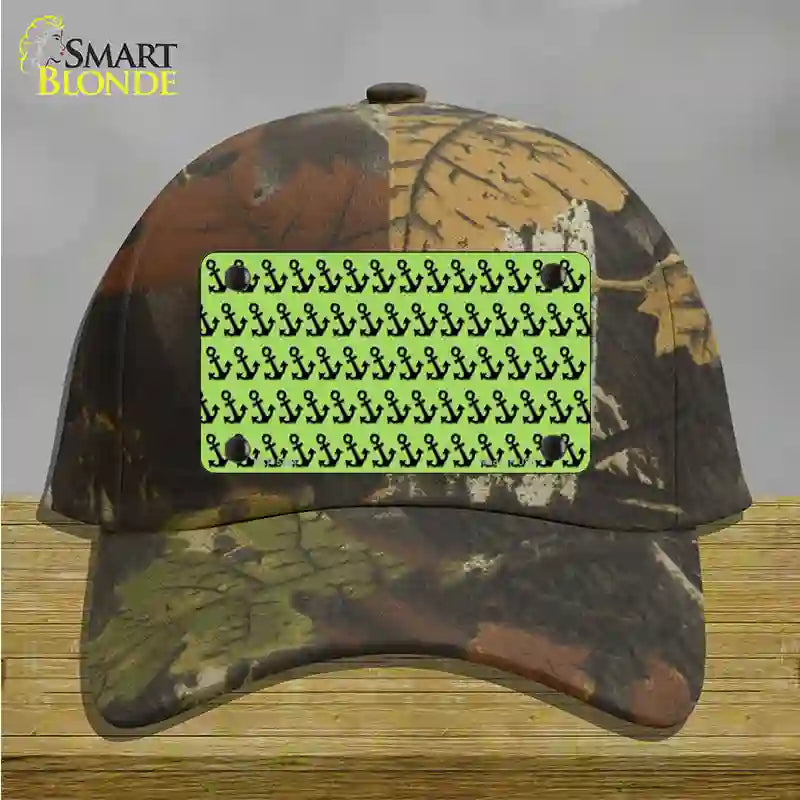 Lime Green Black Anchor Novelty License Plate Hat Cotton / Camoflauge