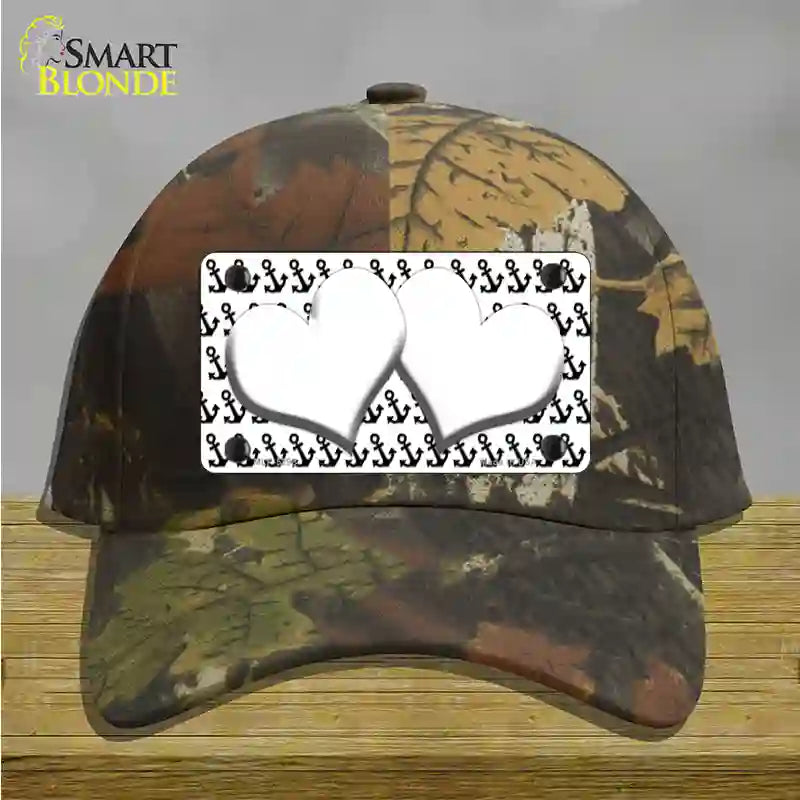 White Black Anchor White Heart Center Novelty License Plate Hat Cotton / Camoflauge