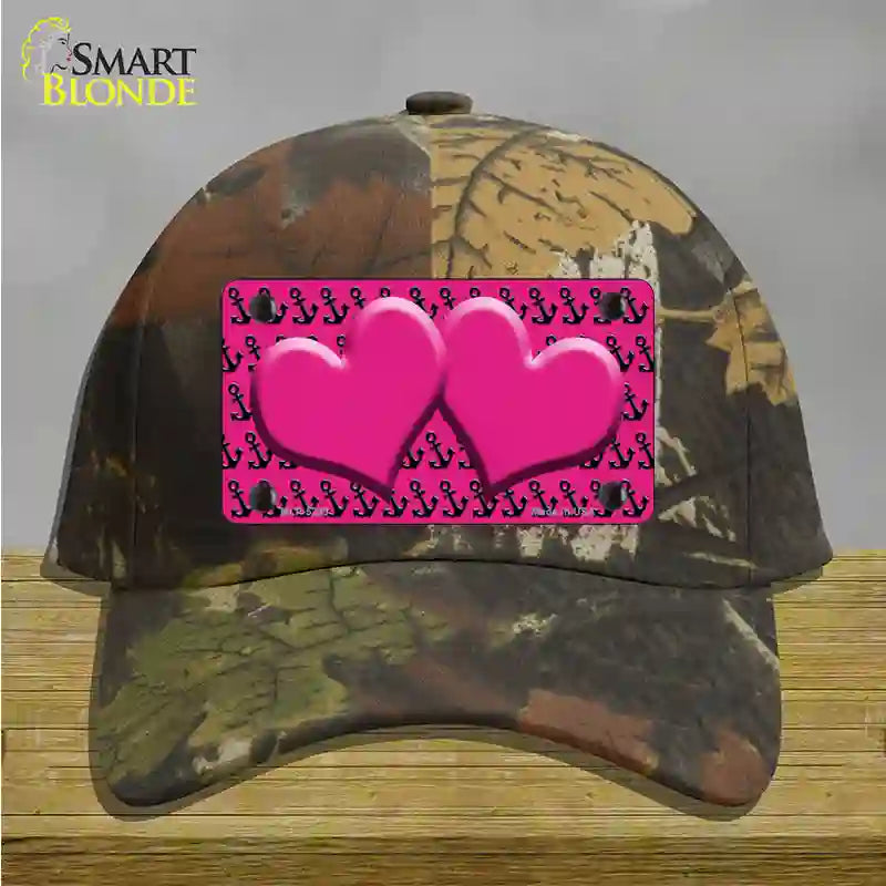 Pink Black Anchor Pink Heart Center Novelty License Plate Hat Cotton / Camoflauge