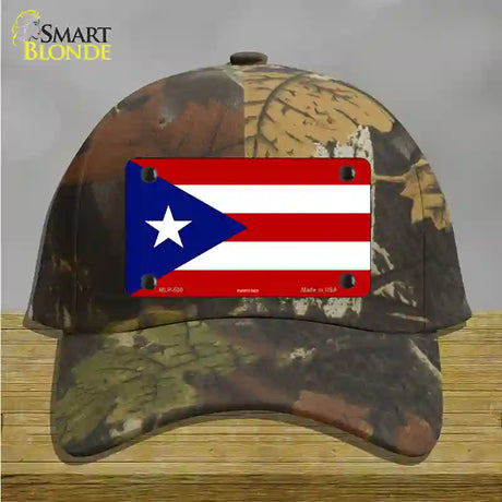 Puerto Rico Flag Novelty License Plate Hat Cotton / Camoflauge