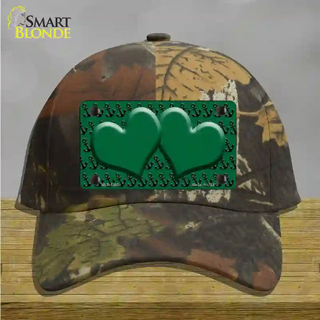 Green Black Anchor Green Heart Center Novelty License Plate Hat Cotton / Camoflauge