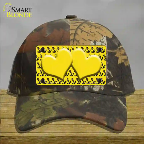 Yellow Black Anchor Yellow Heart Center Novelty License Plate Hat Cotton / Camoflauge