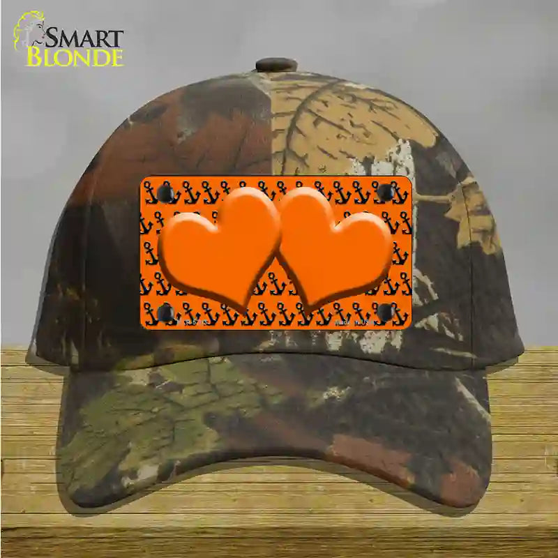 Orange Black Anchor Orange Heart Center Novelty License Plate Hat Cotton / Camoflauge