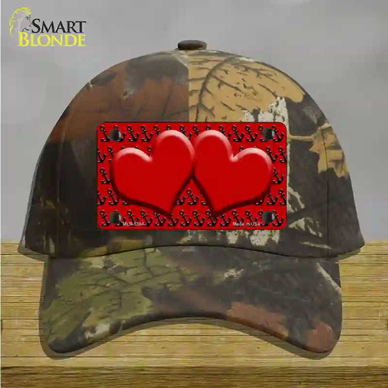 Red Black Anchor Red Heart Center Novelty License Plate Hat Cotton / Camoflauge