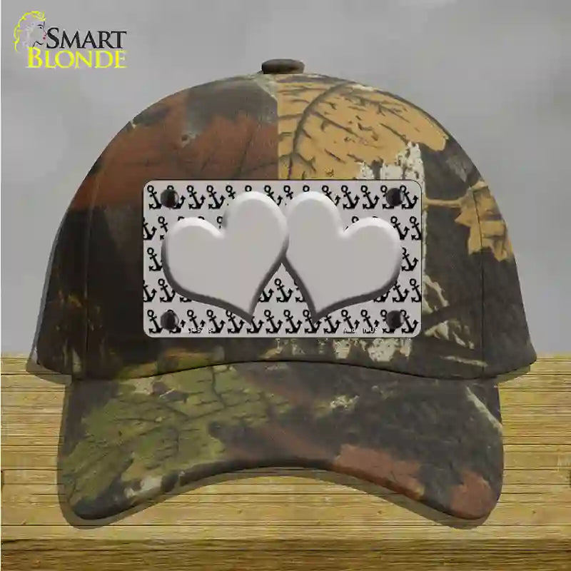 Grey Black Anchor Grey Heart Center Novelty License Plate Hat Cotton / Camoflauge