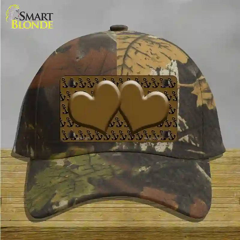 Brown Black Anchor Brown Heart Center Novelty License Plate Hat Cotton / Camoflauge