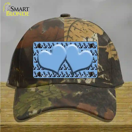 Light Blue Black Anchor Light Blue Heart Center Novelty License Plate Hat Cotton / Camoflauge