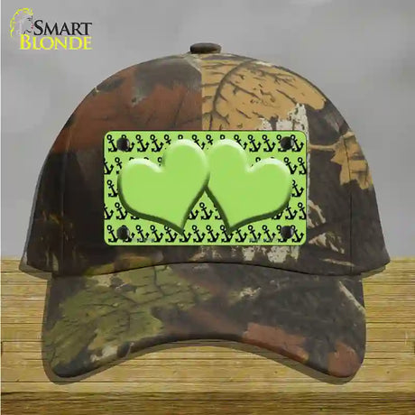 Lime Green Black Anchor Lime Green Heart Center Novelty License Plate Hat Cotton / Camoflauge